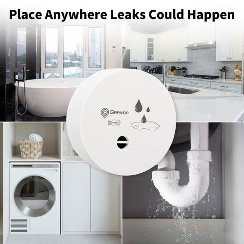 Geevon 8 Pack Water Leak Detectors, 100dB Water Sensor Alarms Flood Detector for Basements, Bathrooms, Laundry Rooms, Kitchens, Garages, and Attics, Water Alarms Battery-Operated (Battery Included)