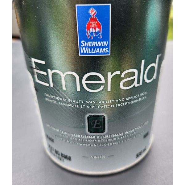 Sherwin Williams Emerald Urethane Trim Enamel, Satin, Black, 938 ml