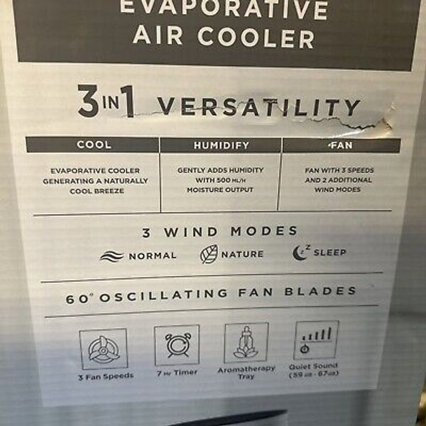 VISSANI 1 Gal.  3-Speed Tower Portable Evaporative Cooler