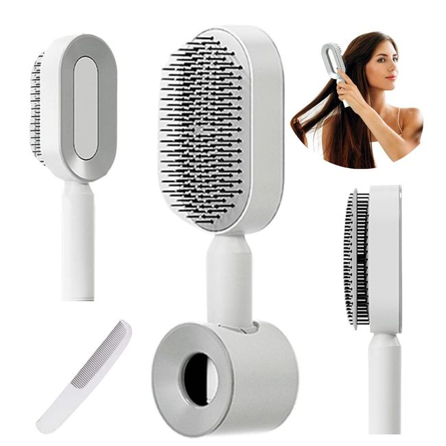 BAJ BRAND Hair Brush Set - Featuring FREE Comb | Self-Cleaning 3D Air Cushion Massager | Detangling Brush, Anti-Static Brush, Styling Comb with Wall Mount | Women's Hair Care Essential