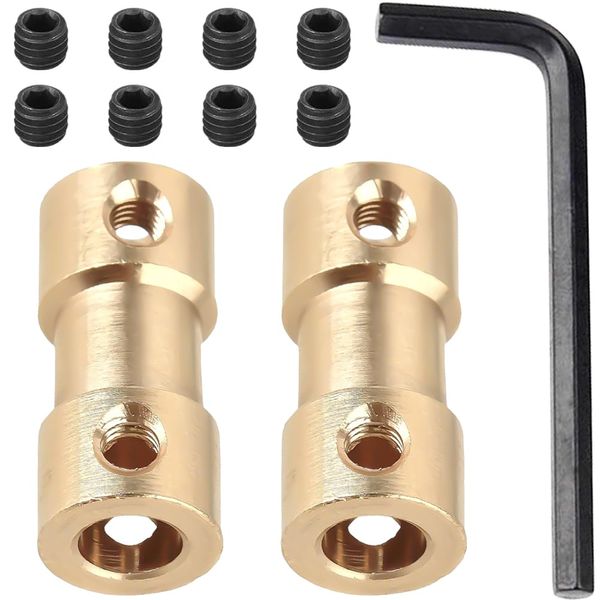 Shaft Coupler Connector Adapter 3mm x 3mm 11pcs Connector Adapter Shaft Coupler for RC Boat Motor (Gold)