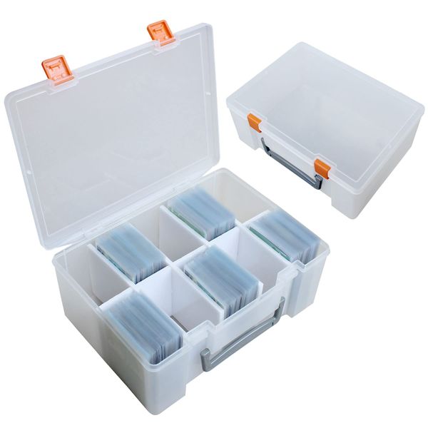 PASOL Clear Card Storage Box - 1000+ Hard Case Card Holder, Portable Card Organizer for Collectible Trading Cards and Sports Cards (Small)