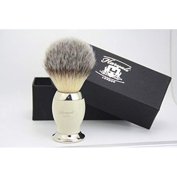 Synthetic Hair Shaving Brush Ivory & Silver Handle with Classical Box Presant