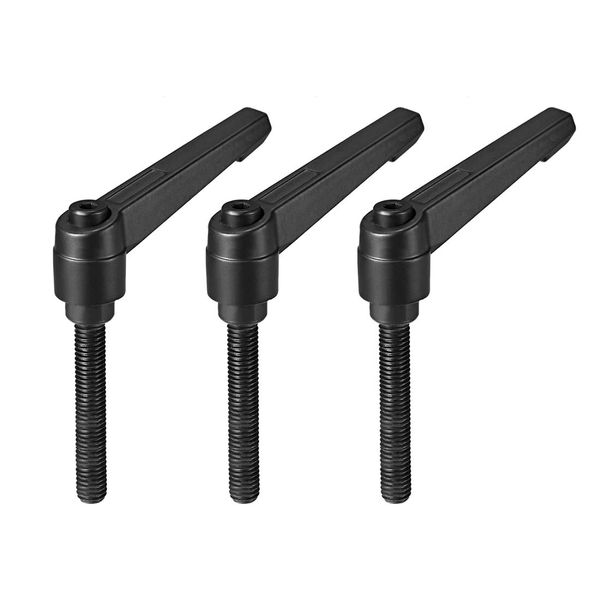 uxcell M8 x 60mm Handle Adjustable Clamping Lever Thread Push Button Ratchet Male Threaded Stud Knobs Locking Rotating Screw Handles Quick Release Bolt Black 3pcs