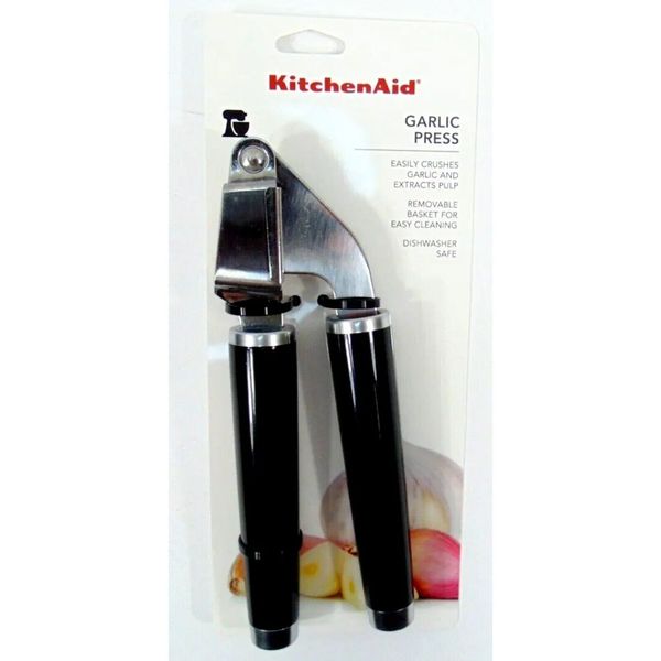 KitchenAid Heavy Duty Garlic Press Black & Stainless Steel Brand New