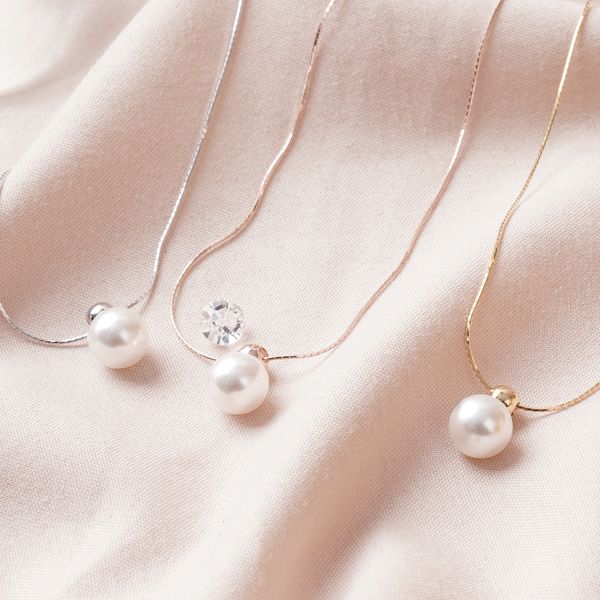 Silver Gold Ball Pearl Silver Necklace