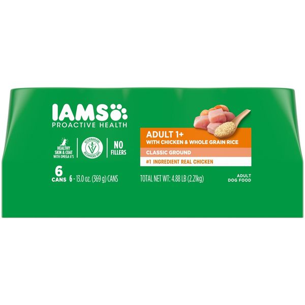 IAMS Proactive Health Wet Dog Food Chicken and Rice 6 Cans 13 oz Each