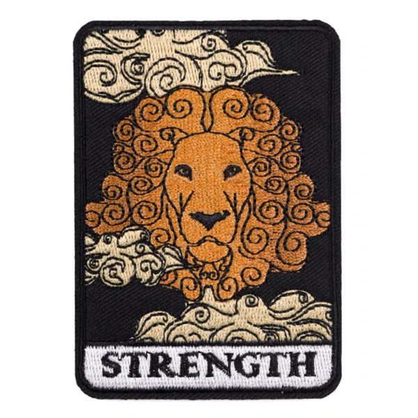 Strength Lion Tarot Card Fortune Telling 3.6" Iron On Embroidered Thermoadhesive Patch for Clothing