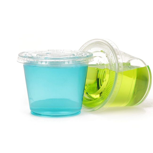 Clear Jello Shot Cups with Lids, Plastic Portion Cups / Condiment