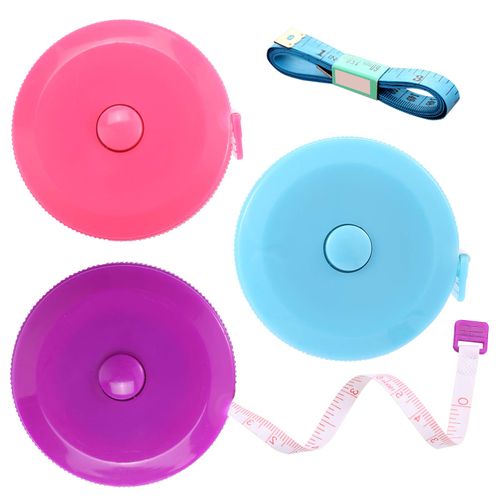 Tape Measure Body Measuring Tape, Retractable 60 Inch Soft Mini Measuring Tape, Small Sewing Fabric Tape Measurer for Cloth Waist Medical Nursing Craft(3 Pack/Pink Purple Sky Blue)