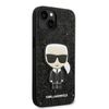 KARL - GLITTER FLAKES CASE WITH IKONIK PATCH AND METAL LOGO - BLACK IPHONE 14 plus