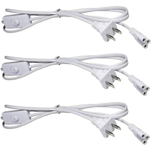 3PCS 5FT POWER CABLE With Switch For T8 T5 Integrated LED Tube Light Replacement