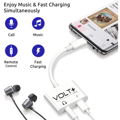 VOLT PLUS TECH Powered USB-C to 1/8inch Aux Adapter Compatible with Doogee X98 can Adapt to a Normal Headphone Jack Audio 3.5mm Port with Fast Charging Ability All at Once!