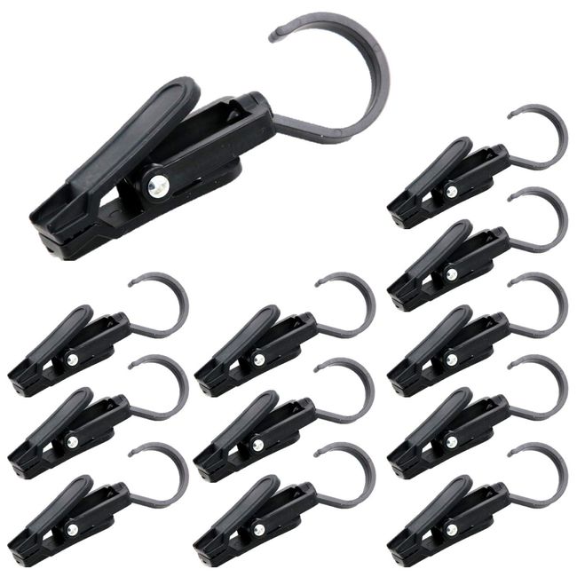 XP Design Clothespins Laundry Clips Laundry Hanger Swivel Hook Pinch Kitchen Bathroom (Black 12pcs)