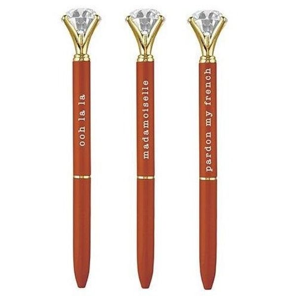 Ooh La La Orange Gem Pen Set of 6 | Giftable Quote Pens | Novelty Office Desk Supplies