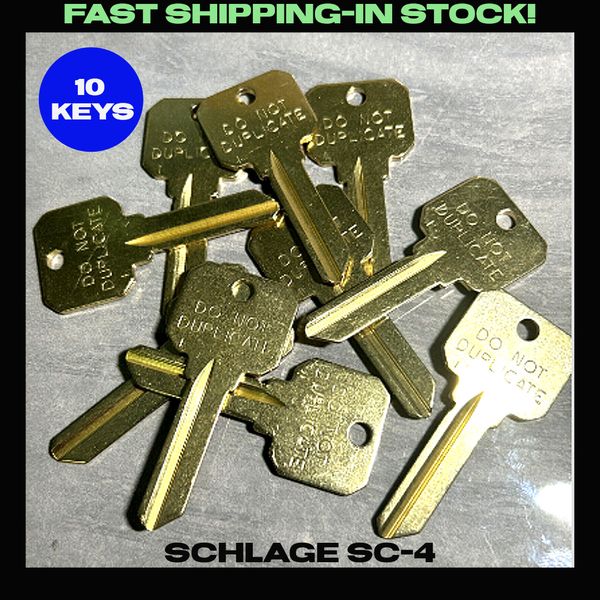 10 PACK-Uncut NEW SCHLAGE SC-4 Brass "Do Not Duplicate" Key blanks