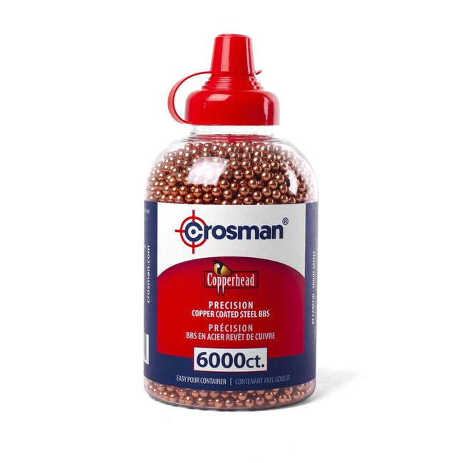 Crosman Copperhead 4.5mm Copper Coated BBs in EZ-Pour Bottle for BB Air Pistols and BB Air Rifles (6000-Count)