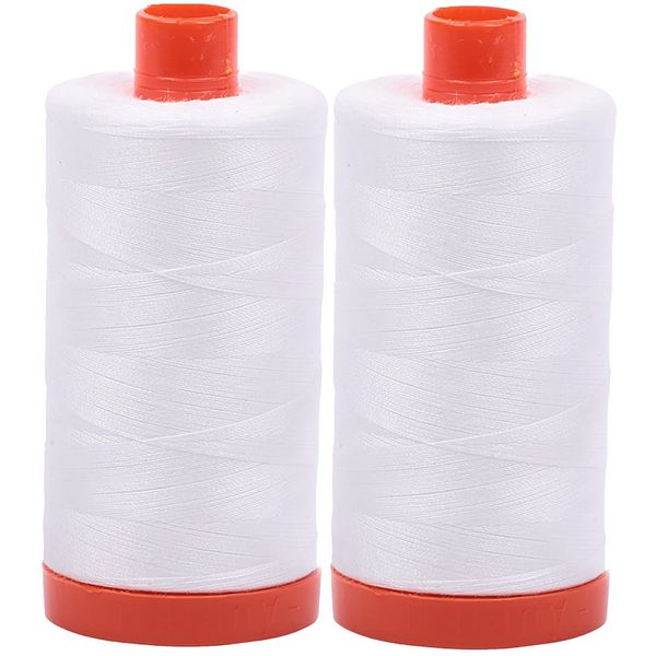 Aurifil Mako 50wt Thread 2 Large Spools: Natural White (2021x2)