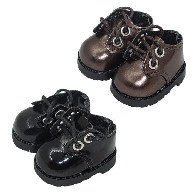 niannyyhouse 3.9 inches (10 cm) Plush Leather Shoes Cotton Doll Shoes Length Approx. 1.5 inches (3.8 cm) Dress Up (Black+Brown)