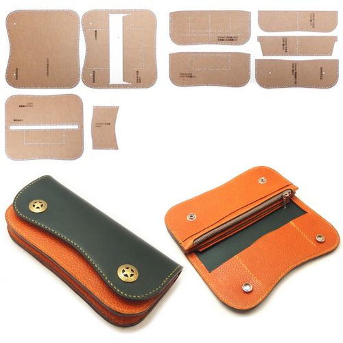 Island Puppy Hard Paper Pattern For Leathercrafting, Leather, Long, Wallet, Bag, Instruction Sheet Included (English Language Not Guaranteed), Curved Truckers Wallet