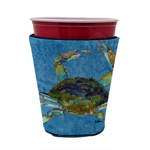 Caroline's Treasures 8656RSC Crab Red Cup Hugger Cup Cooler Sleeve Hugger Machine Washable Drink Sleeve Hugger Collapsible Insulator Beverage Insulated Holder