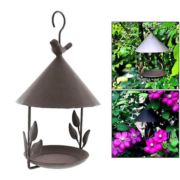 Bird Feeders Iron Rainproof Hanging Pet Feeding Accessories Outdoor Garden Decor