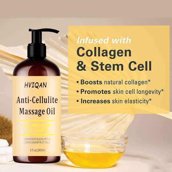 240ML Anti Cellulite Massage Oil 8 oz With Collagen & Stem Cell Skin Toning Firm