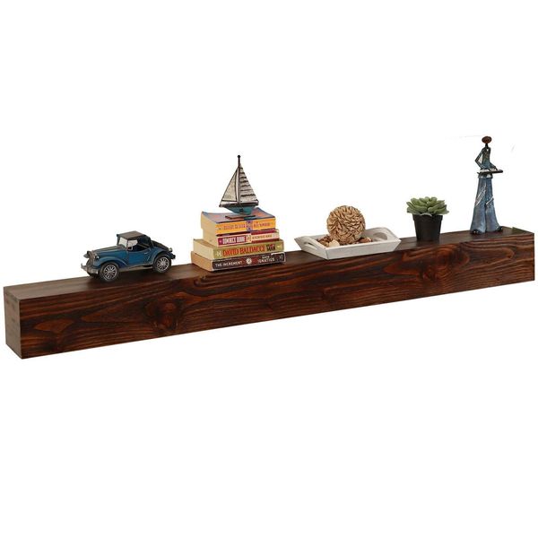 60 Inch Fireplace Mantel Shelf Real Wood Floating Wall Shelf Walnut Color Pinewo