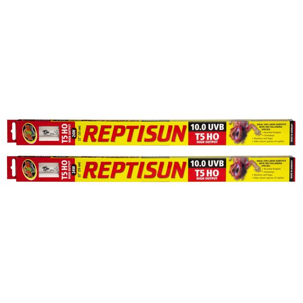 Zoo Med 2 Pack of T5 HO ReptiSun 10.0 UVB Daylight Lamps