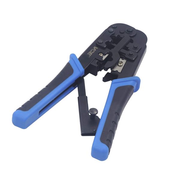 VCE GJ668 RJ45 Crimping Tool Peel Terminal Crimping Multi-function Ratchet Type RJ45 RJ12 RJ11 LAN Cable Compatible with Telephone Wire