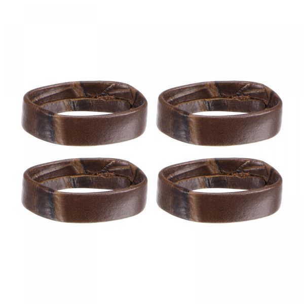 sourcing map 4 Pcs PU Leather Loops Replacement Retaining Ring Keeper for 18mm Width Watch Band, Dark Brown