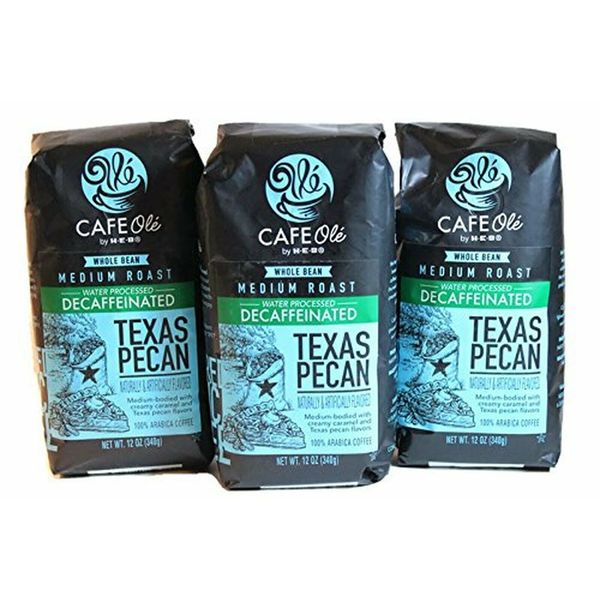 HEB Cafe Ole Whole Bean Coffee,Texas Pecan (Decaf) 3 Pack