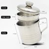 1.2 L Oil Strainer Pot Grease Can with Filter, Stainless Steel Bacon Oil Storage Can Container Oil Storage Pot with Mesh Strainer - Cooking Oil Can for Kitchen Fat Storage (Silver)