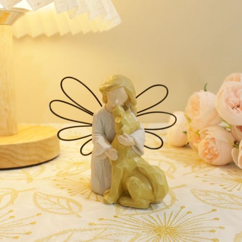 HEBYJO Angel Kissing Dog Statue, Eternal Love Pet Memorial Friendship Gifts, Comforting Loss of Dog Sympathy Gift