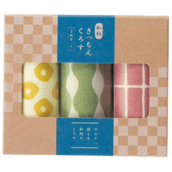 Marutatsu Kitchen Cloth, Microfiber, Water Absorbent, Quick Drying, Modern Taste, Japanese Patterns, 3 Color Set