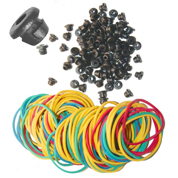 100 Black Grommet Nipples 100 Color Rubber Bands Tattoo Kit Supply