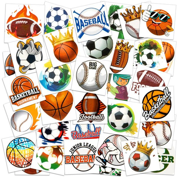 40 Sheets(300 Styles) Assorted Sports Temporary Tattoos for Kids Boy, Soccer Basketball Baseball Football Tattoo Stickers for Kids Party Favor, Gifts for Sports Goodie Bag Stuffers
