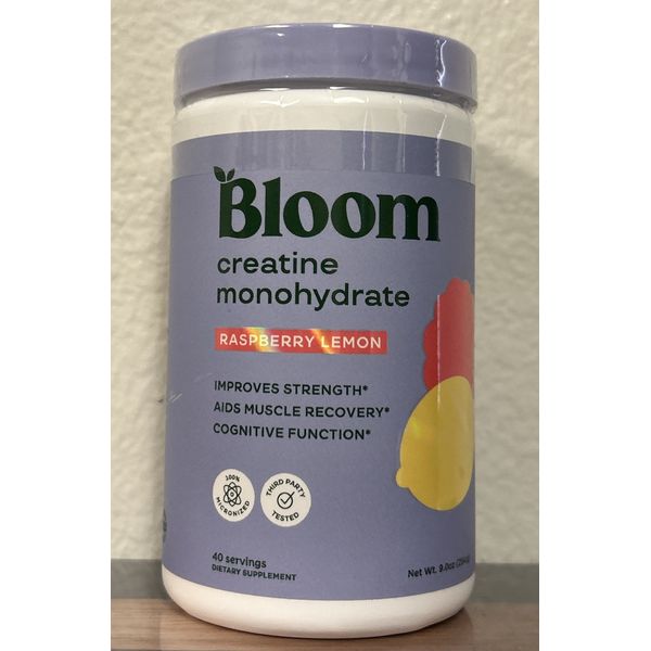 Bloom Nutrition Creatine Monohydrate Powder - Raspberry Lemon 9 oz Exp.12/26