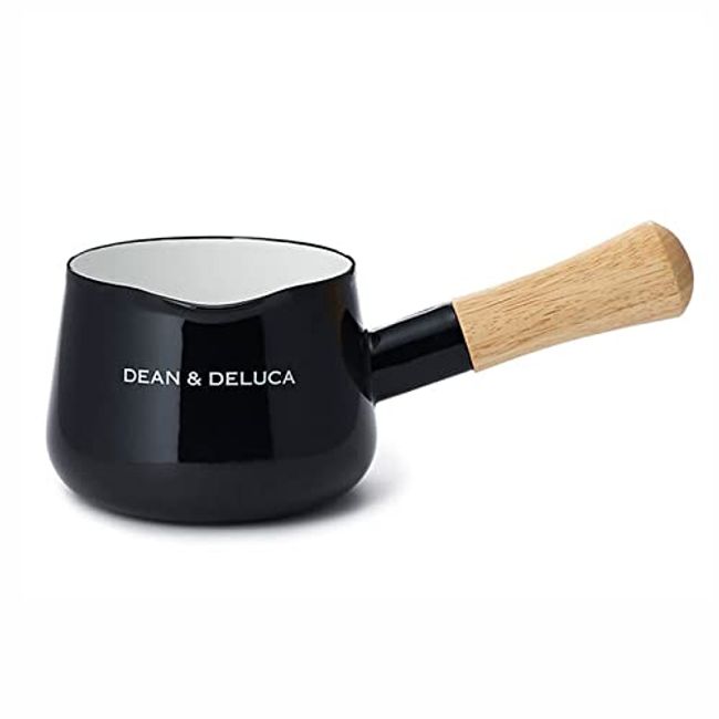 DEAN & DELUCA Enameled Milk Pan, Black, Single Handed, Simple, 9.3 x 4.7 x 3.9 inches (23.5 x 12 x 10 cm), 25.5 fl oz (750 ml)