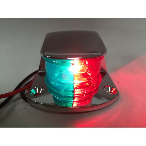 MARINE BOAT NAVIGATION RED GREEN CHROME PLATED HOUSING BI-COLOR BOW LIGHT BULB