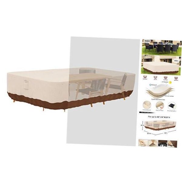 Patio Furniture Set Cover 90 x 60 x 28 inch, Heavy Duty 90*60*28 inch Beige