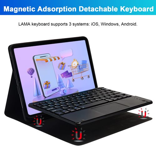 LAMA Touchpad Keyboard Case for iPad Air 11 inch 2025 7th/2024 6th & 10.9 -inch iPad Air 4th/5th Generation, Folio Keyboard Cover with Pencil Holder for 11 inch iPad Pro (4th/3rd/2nd/1st Gen), Black