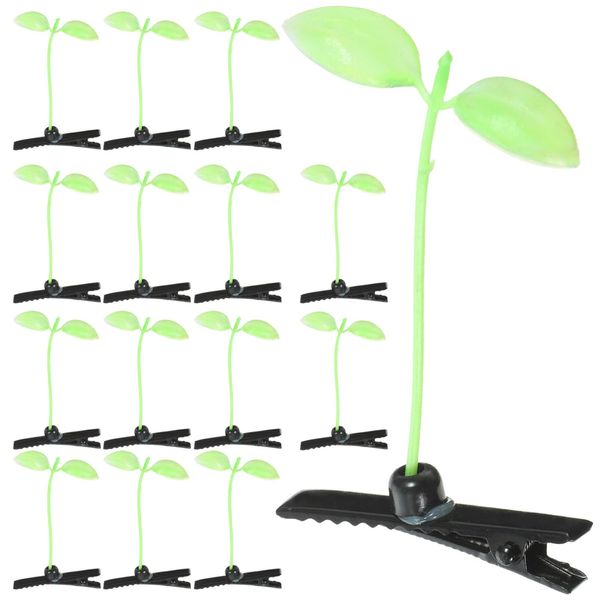 WRITWAA 40Pcs Bean Sprout Hair Clip, Funny Plants Grass Hair Barrette, Plant Hairpins Little Grass Sprout Clips Hair Accessories Kids Hair Clip for School Home Party, Green