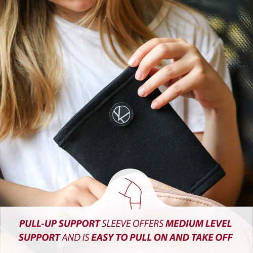 KARM Kids Knee Support Sleeve - Childs Knee Compression Sleeve for Children - Girls & Boys | Junior Knee Support for Sports & Football & Joint Pain & Knee Conditions (Black)