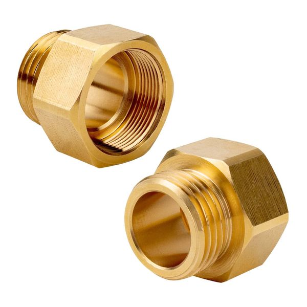 Garden Hose Bib Adapter, 1-1/16" Fine Thread (Female), to 3/4 GHT Male Hoses,Compatible with Outdoor Faucet to Garden Hose Connector, Brass-2 Pack