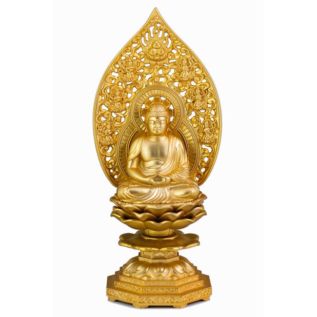 Buddha Statue Seated Shakyamuni 18cm (Gold Plated/24K Gold) Buddha Statue: Shuun Makita Prototype "Soto Sect / Rinzai Sect / Tendai Sect " Takaoka Copperware (Shakanyorra/L)