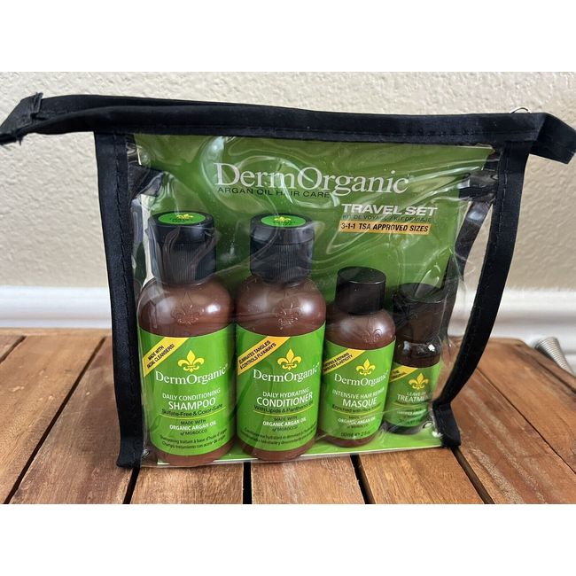 Dermorganic Argan Oil Travel Set Shampoo Conditioner Masque Leave-In Treatment