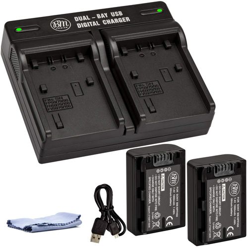 BM Premium 2-Pack of NP-FH50 Batteries and Dual Battery Charger for Sony Cyber-Shot DSC-HX1, DSC-HX100V, DSC-HX200V, HDR-TG5V, DSLRA230, DSLRA290, DSLRA330, DSLRA380, DSLRA390 Digital Camera