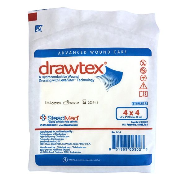 EL00302 - Drawtex Hydroconductive Dressing with Levafiber, 4 X 4