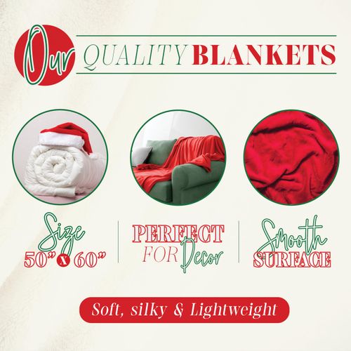 Elegant Comfort Lightweight Printed Throw Blanket- All Season, Ultra Soft, Cozy and Plush- Decorative Throw Blankets, Perfect for Lounging, 50 x 60 inches, Blue SantaSnowman, Throw Blanket